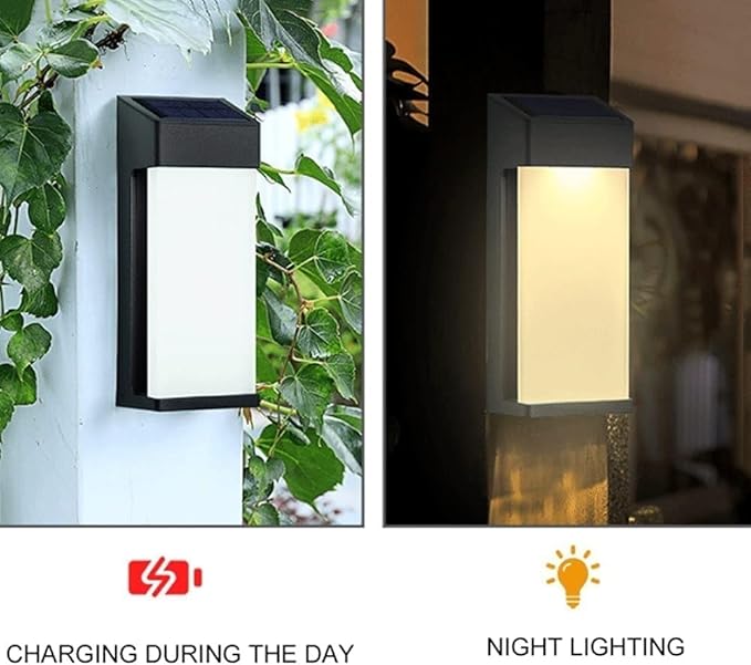 VLED Pergola and Garden Solar Wall Light - ABS+Glass Design, Warm/Cold White, 8-10 Hours Lighting, IP44 Waterproof