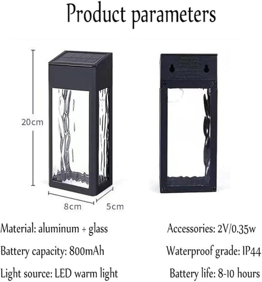 VLED Pergola and Garden Solar Wall Light - ABS+Glass, Warm/Cold White, SMD2835 LEDs, 8-10 Hours Lighting, IP44 Waterproof