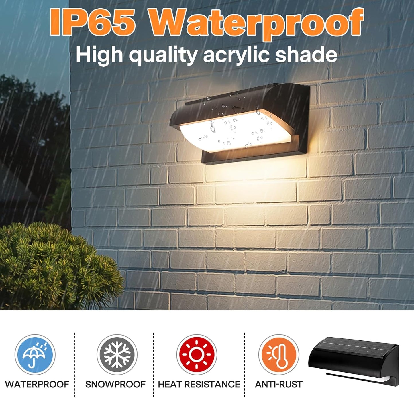 VLED Pergola and Garden Solar Wall Light - High-Capacity Battery